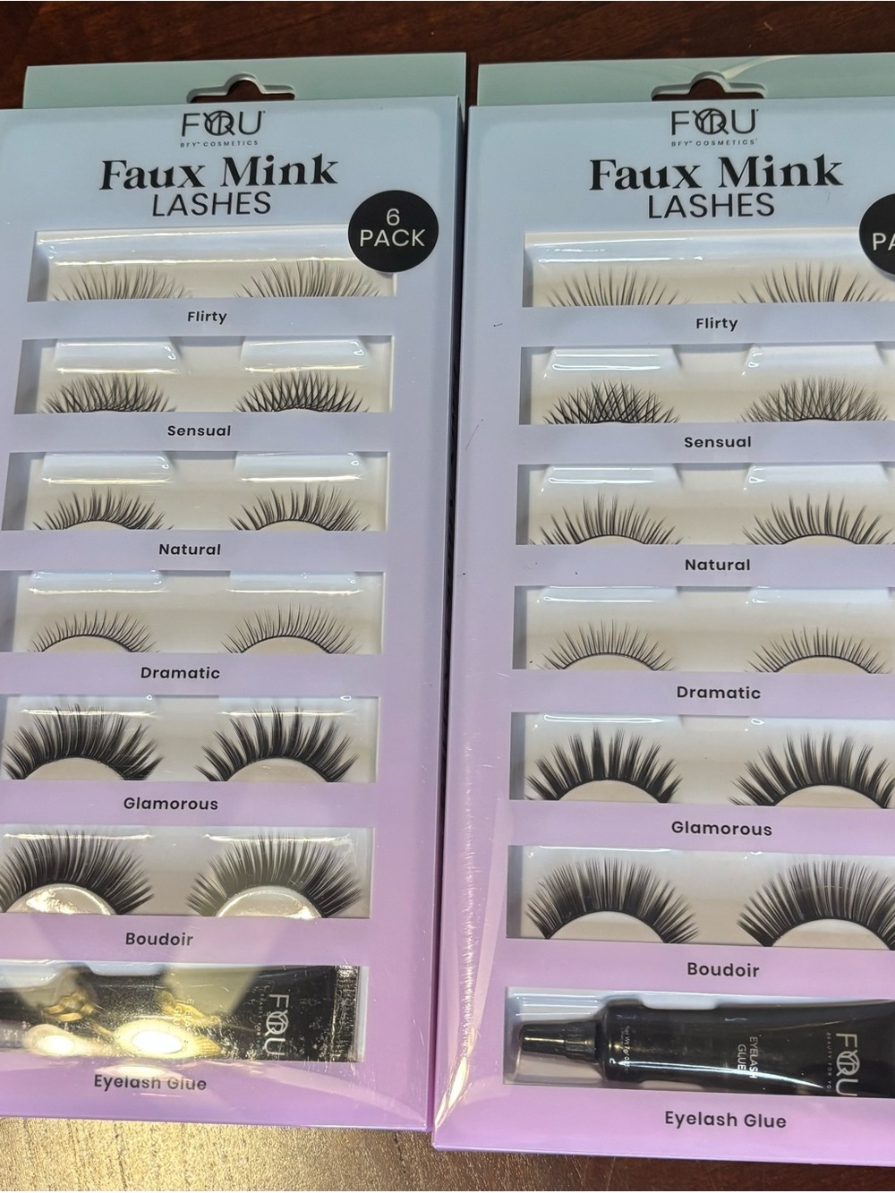 2 Packs of 6 Faux Mink Lashes with Eyelash Glue - Black - Picture 4 of 7